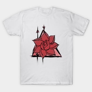 Red Flower Triangle Design T-Shirt